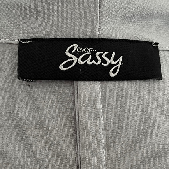 EVERSASSY Grey Short Jacket Shawl Collar Ruching Tie Back Contemporary Neutral - Picture 9 of 13